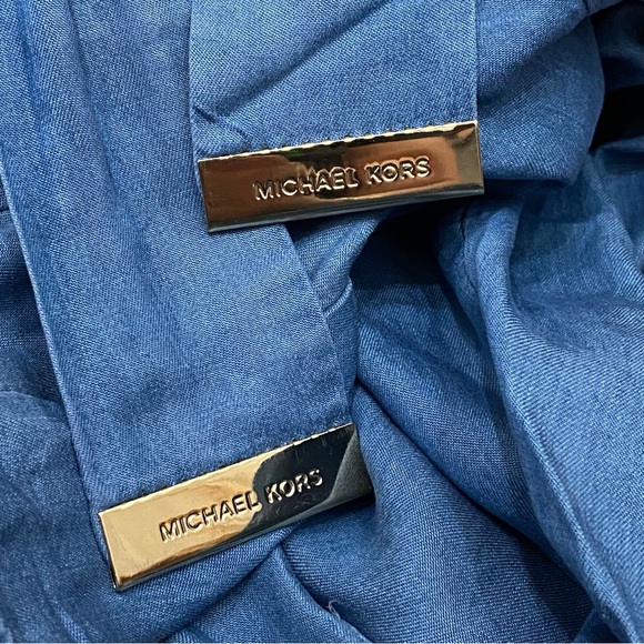 MICHAEL Michael Kors Chambray Lyocell Belted Casual Wide Leg  Capri Pants Size 8 - Picture 10 of 15